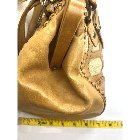 VTG Isabella Fiore Starry Safari Wanda Beaded Satchel Handbag Leather Canvas - Picture 10 of 13